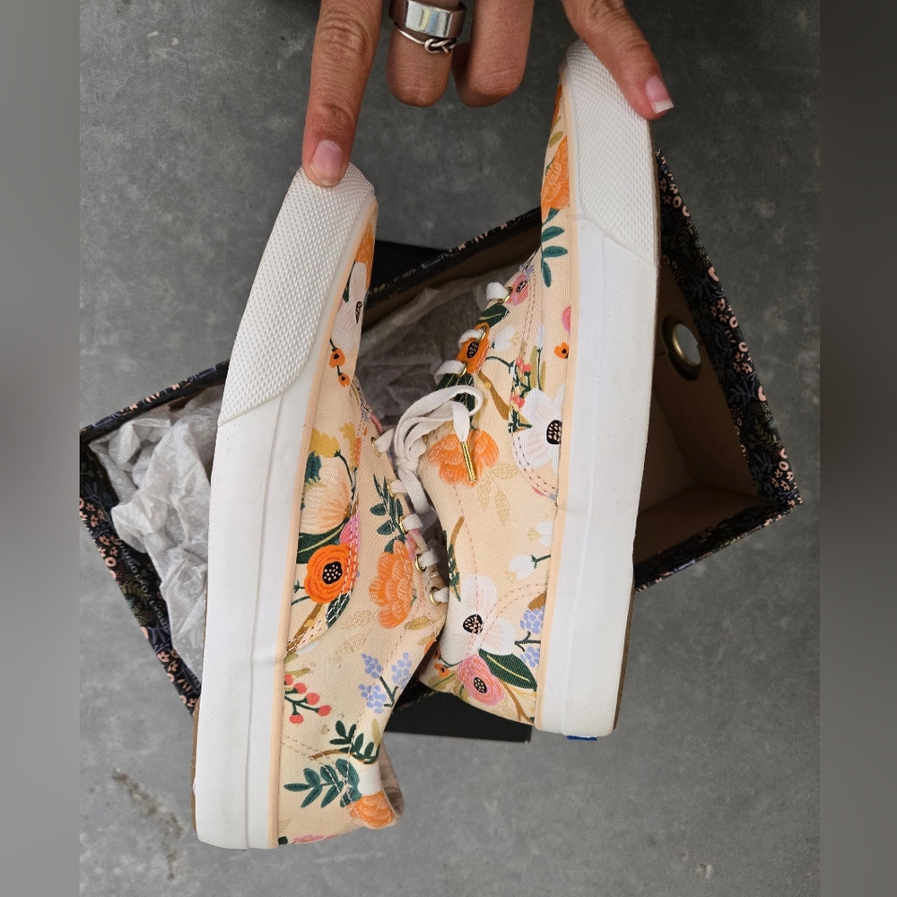 Keds Rifle Paper Co Anchor Tennis Shoes in Lively Pink Floral - Picture 4 of 6